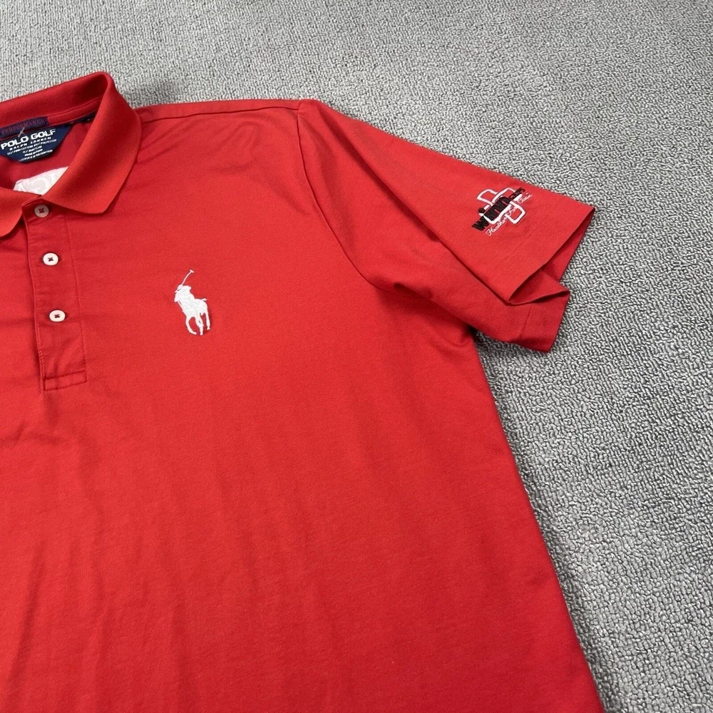 Ralph Lauren Polo Shirt Adult Large Red Big Pony Golf Golfing Casual Preppy Mens